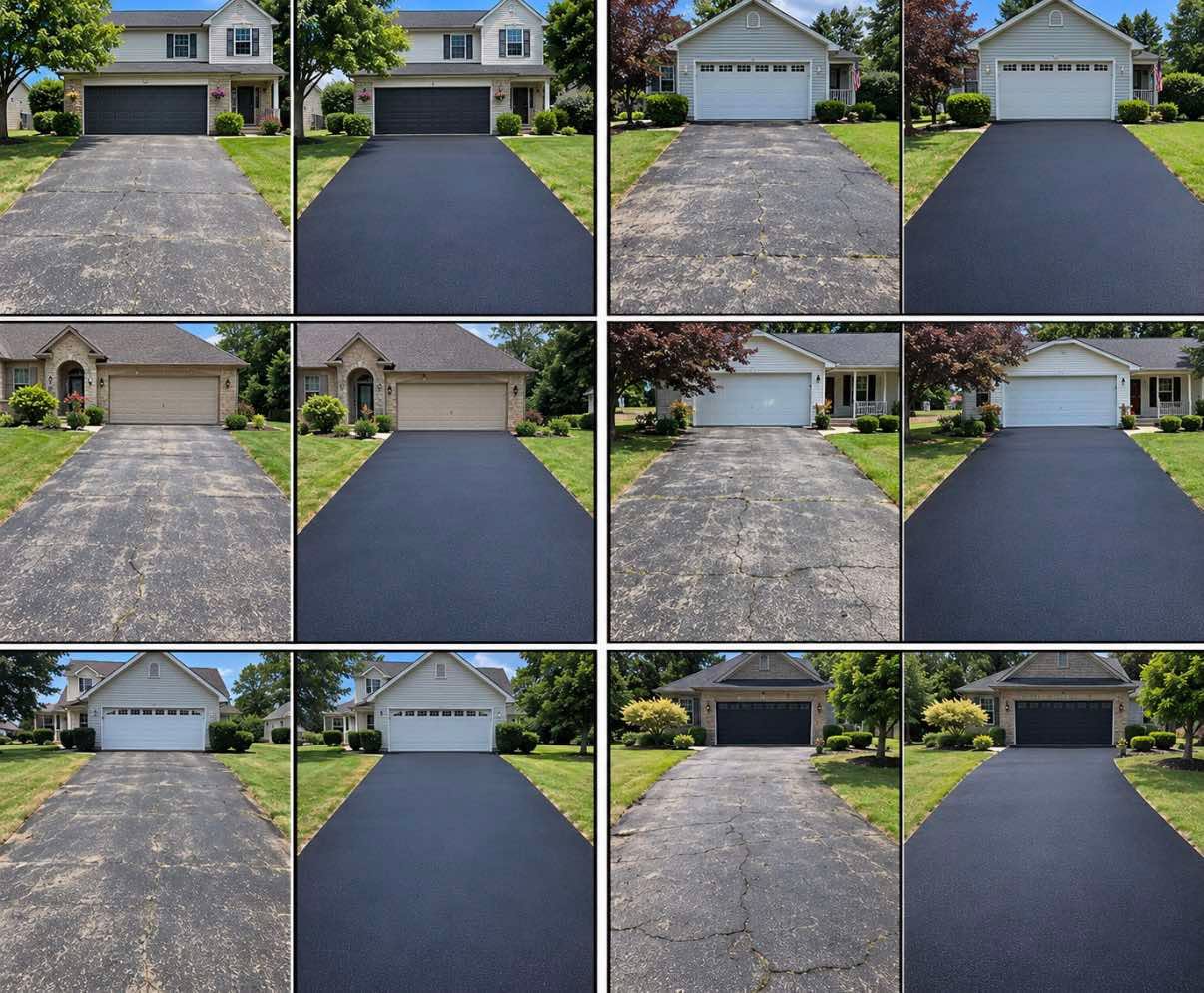 Driveway resealing before and after